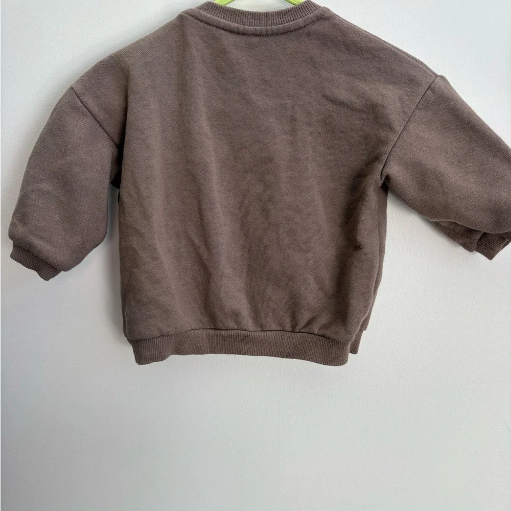 H&M Peanuts Snoopy Homies Sweatshirt 6M Baby Graphic Cozy Brown - Picture 4 of 4